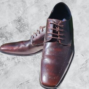 (0000) La Milano Mens Brown Leather Oxfords Sleek Formal Design